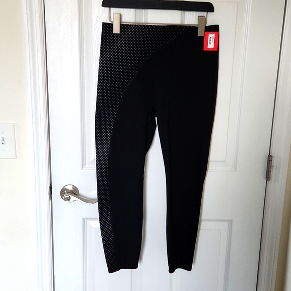Spanx Black Asymmetrical Reflective Leggings NWT $128 Sz L Large - Picture 1 of 6